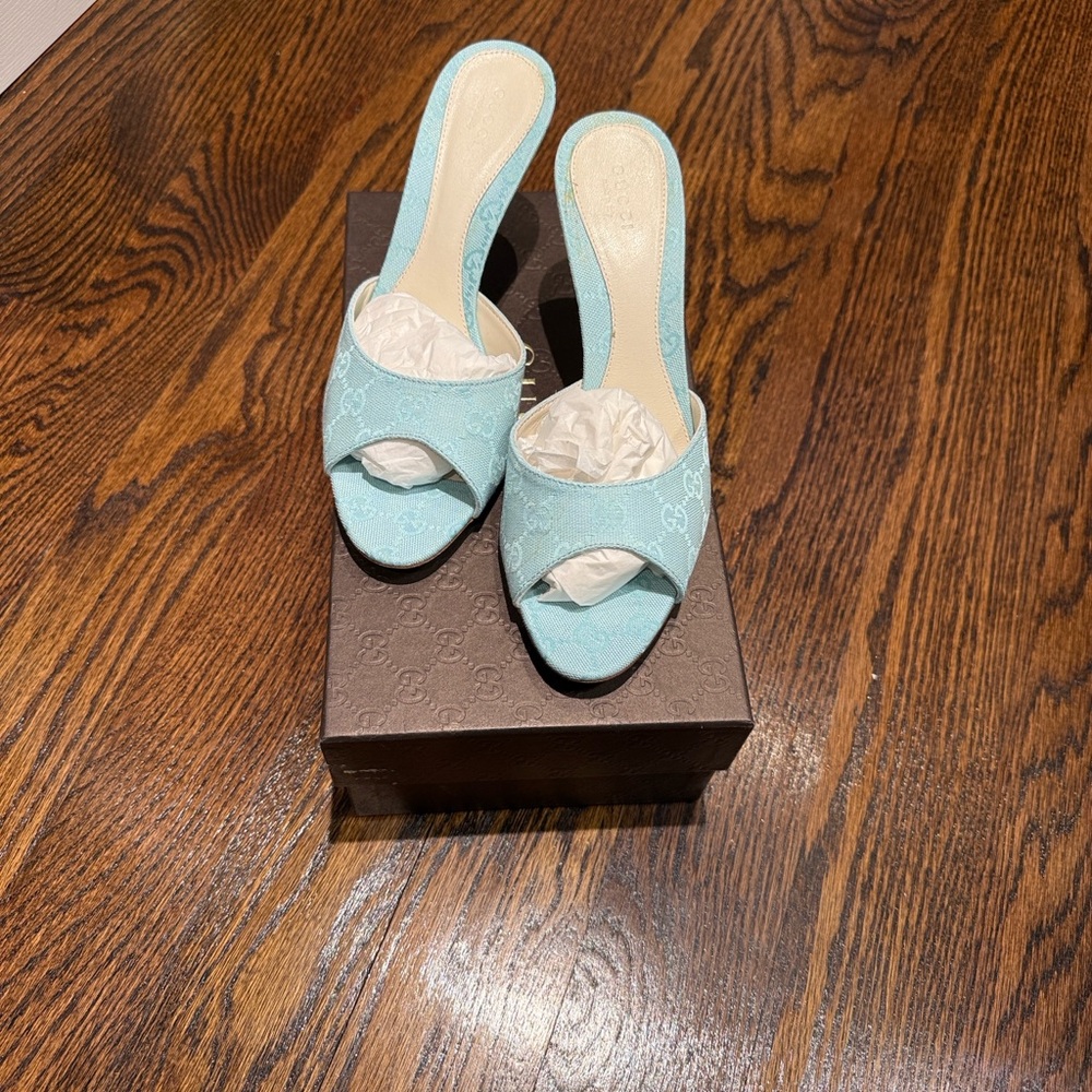 Gucci Light Blue Women's Mules Brand New size 38 1/2